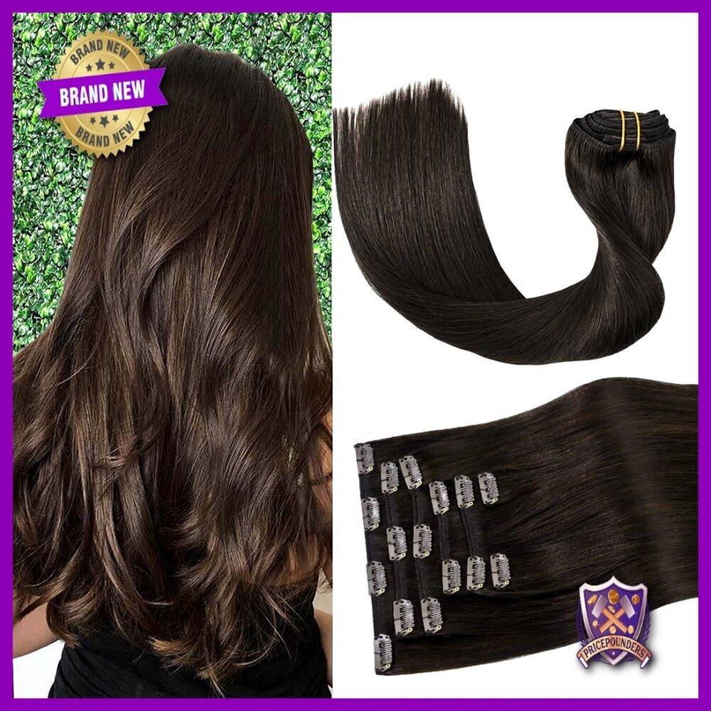 Real Human Hair Clip-In Extensions 18inch 75G Remy Seamless Professional Quality